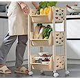PARASNATH Plastic Skep 3 Layer Basket Fruit&Vegetable Trolley (Ivory ...