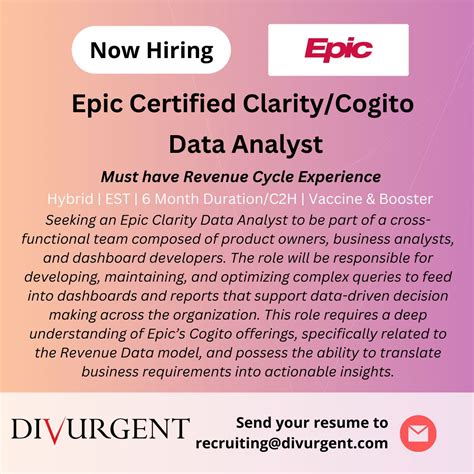 Richa Singh on LinkedIn: Divurgent is hiring Epic Certified Clarity ...