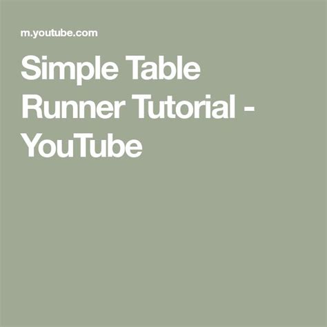 Image result for Table Runner Tutorial YouTube