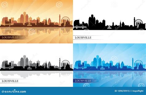 Louisville City Skyline Silhouettes Set Stock Vector - Illustration of night, kentucky: 109670915