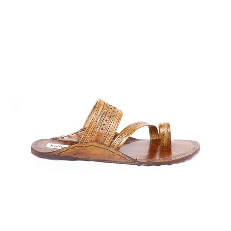 Kolhapuri Brand Men's Pure Leather Ethnic Kolhapuris 604 (L.Brown ...