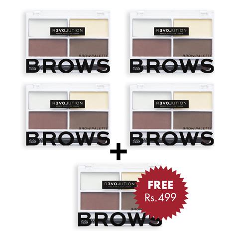 Revolution Relove Colour Cult Brow Palette - Dark 4pc Set + 1 Full Siz ...