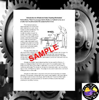 Simple Machines: Wheel and Axle Reading Worksheet by Rod's Ecosystem Lab