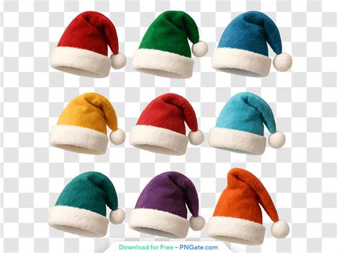 Realistic Colored Santa Hats Set Free PNG - PNGate