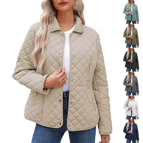 DDAPJ pyju Womens Lightweight Quilted Jackets Button Down Puffer Jacket ...