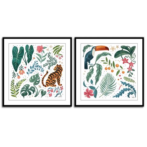 Jungle Love Wall Art Set for Tropical Modern Interiors | Art Print ...