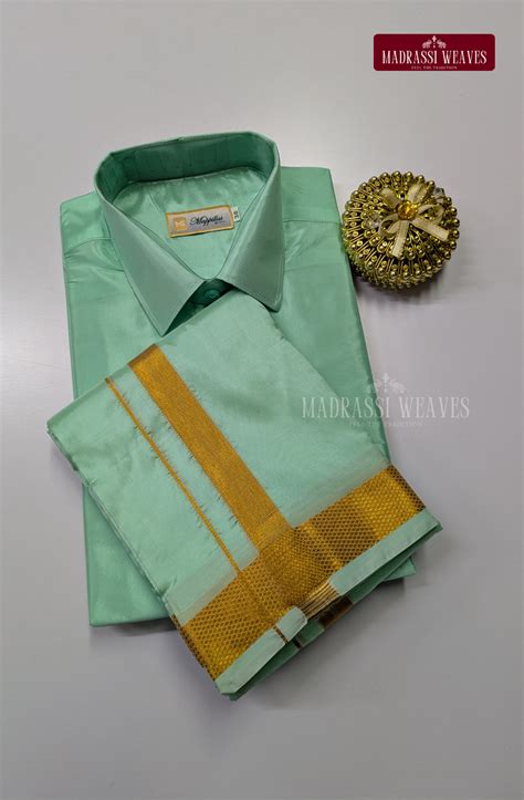 Premium Japan Silk Dhoti Set with Gold Zari - Rexona – Madrassi Weaves