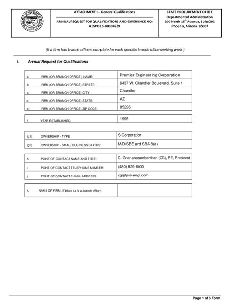 Fillable Online spo az PDF Request for Statements of Qualifications for ...