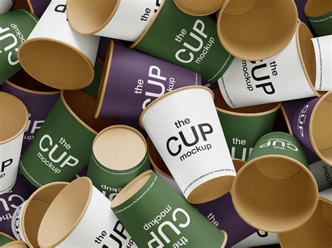 Free Scattered Paper Coffee Cup Mockup PSD Set - Good Mockups
