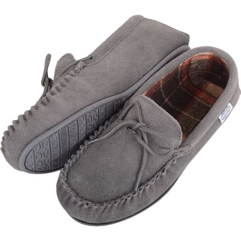Men's Suede Moccasin Slipper - Soft Step - Cotton Lining - Snugrugs