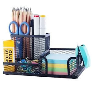 M&G Mesh Pen Holder Desk Organizers Pencil Holder for Desk Black, 3 ...