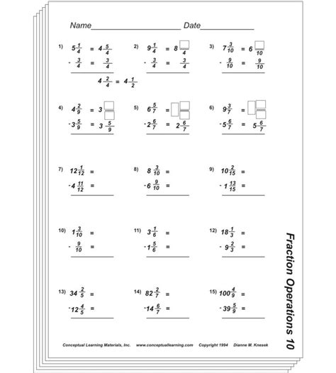Image result for Fraction Operations Worksheet