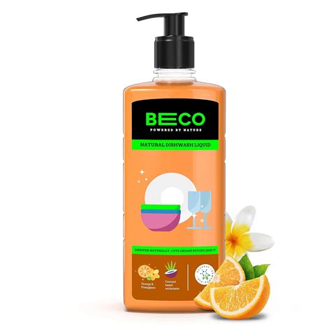 Beco Natural Dishwash Liquid-750ml |Orange Citrus Freshness| 100% ...