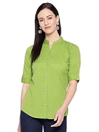 Buy Vastraa Fusion Women's Cotton Regular Top/Shirt (TS0899D-S_Pistaa ...