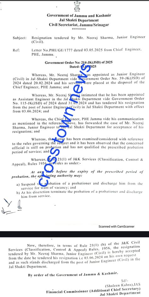 J&K:Engineer resigns from Govt Services