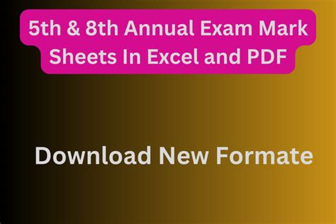 5th & 8th Annual Exam Progress Report In Excel and PDF