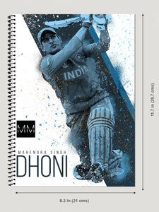 minnie mart MS Dhoni Batting Cricket Ruled Spiral Notebook |Transparent ...