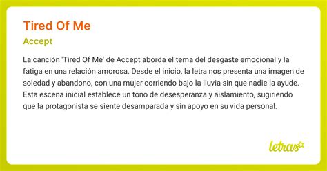 Significado de la canción TIRED OF ME (Accept) - LETRAS.COM