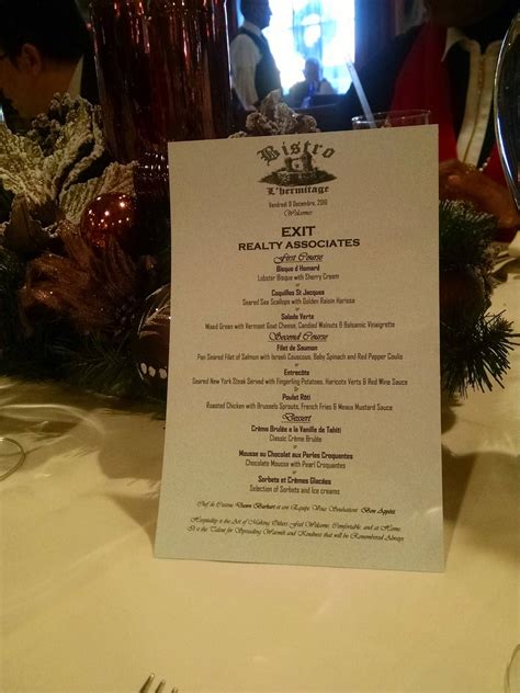 Menu at Bistro L'Hermitage restaurant, Woodbridge