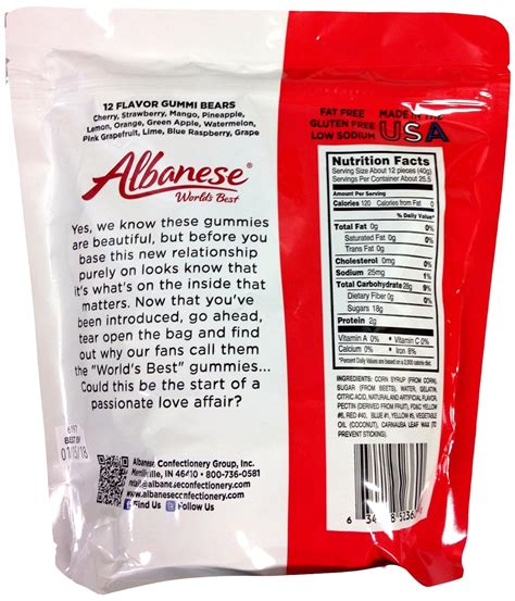Albanese Sugar Free Gummy Bears Nutrition Facts | Besto Blog