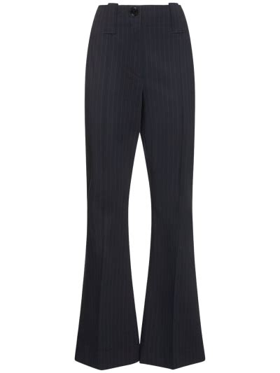 Striped stretch viscose bootcut pants - GANNI - Women | Luisaviaroma