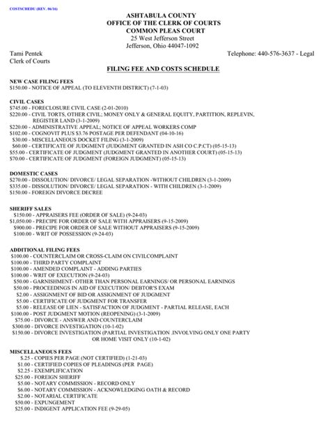 ASHTABULA COUNTY OFFICE OF THE CLERK OF COURTS