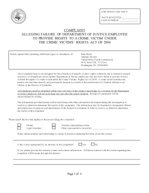 Fillable Online justice Complaint Form Alleging Failure of Department ...