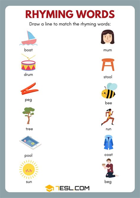 Rhyming Words Worksheets for Kids • 7ESL