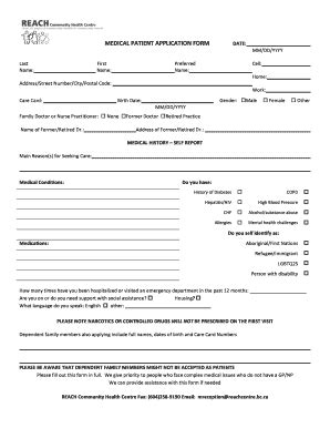 Patient Application Form - Fill and Sign Printable Template Online