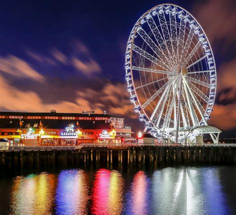 Seattle Ferris Wheel at Pier 57 | Seattle, Ferris wheel, City