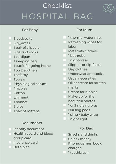 Baby Hospital Checklist