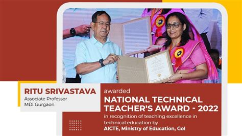 Prof. Ritu Srivastava Gets Conferred With National Technical Teacher'S ...