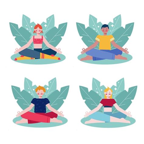 Coleção de pessoas planas meditando | Vetor Grátis