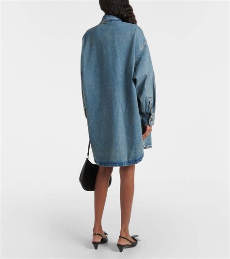 Oversized denim shirt dress in blue - Prada | Mytheresa