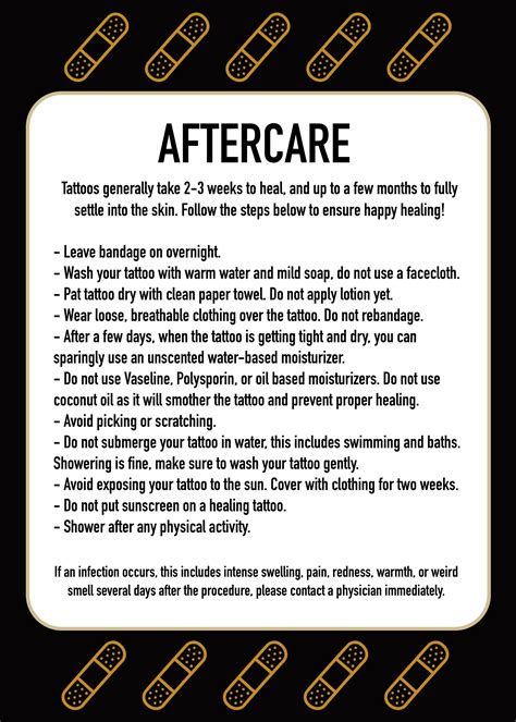 Printable Tattoo Aftercare Instructions - Educational Printable Activities
