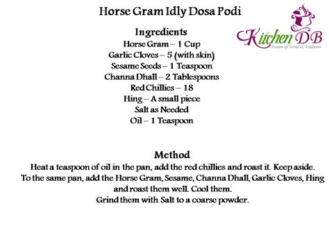 Healthy Idly Podi Recipes – KitchenDB – My Passion for Healthy Cooking