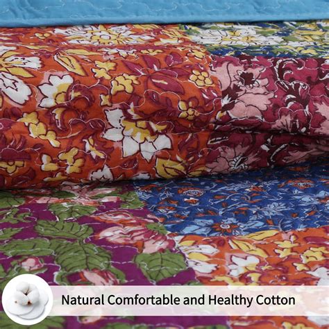 Qucover Single Bedspreads Quilted Vintage American Style Cotton Floral ...