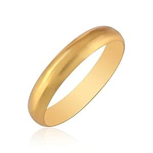 Buy DULCI Gold Plated Brass Plain Light Weight Finger Ring Band Challa ...