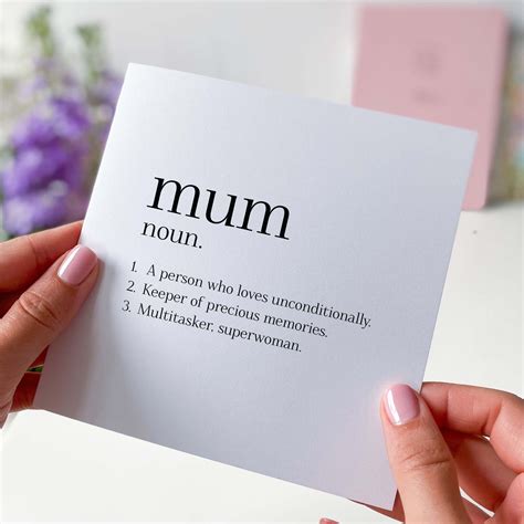 Card For Mum Definition Dictionary Quote Mum's Birthday Mother's Day ...