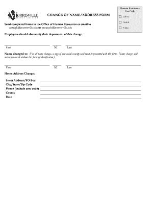 Fillable Online morrisville CHANGE OF NAME/ADDRESS FORM - Morrisville ...