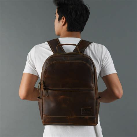 Ruger Brown Handmade Shoulder Backpack | Genuine Leather Backpack for ...