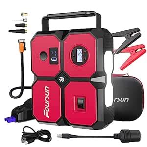 Portable Car Jump Starter with Air Compressor, Foursun 4000A 26800mAh ...