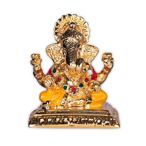 Buy House Of Wemy Gold Plated Lord Dagdusheth Ganesha Idol for Car ...