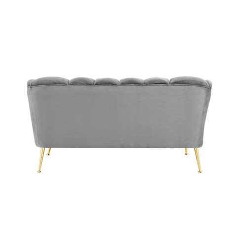 Chic Home Design Alicia 61-in Modern Grey Velvet 2-seater Loveseat in ...