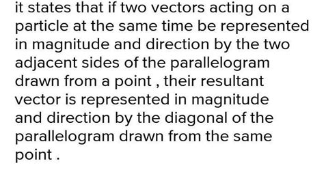 Define parallelogram law of vectors and also derive the expression for ...