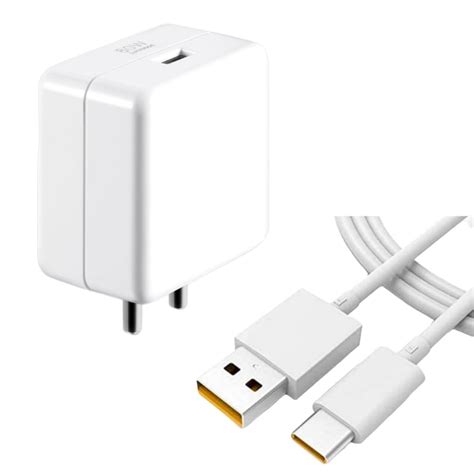 AVEVOUR Original 80 Watt Super VOOC Charging Adapter with USB to Type C ...