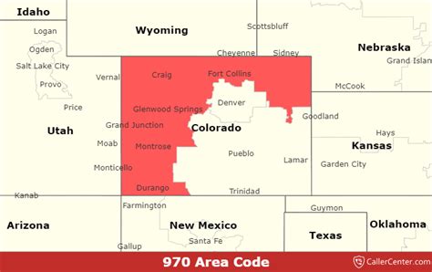 Image result for 970 Area Code Location Map