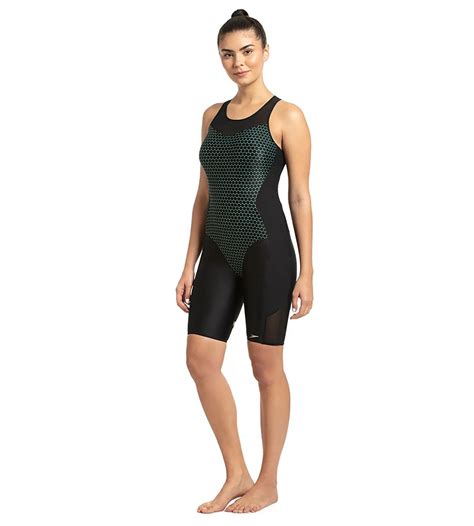 Buy Speedo Mesh Panel Legsuit One Piece Black-Greenglow-Rose Gold ...