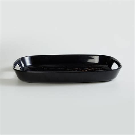 Buy Razzle India-Selik Black Printed Rectangular Melamine Serving Tray ...