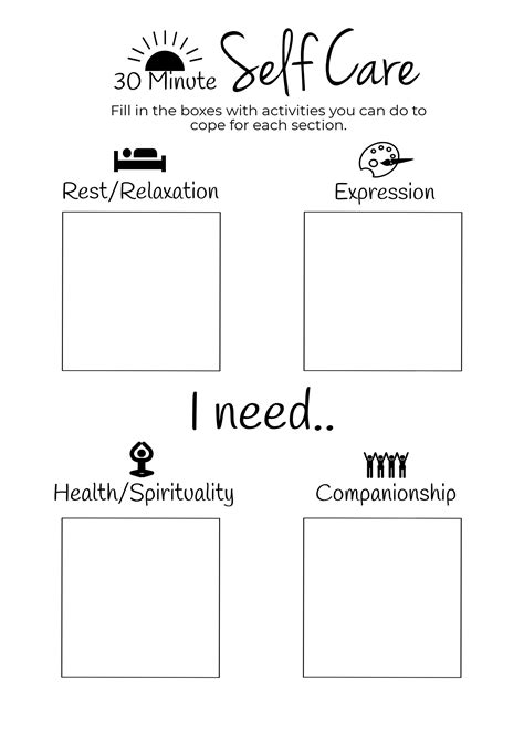 Self-care Worksheets Printable
